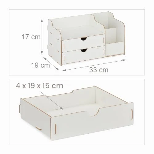 Relaxdays Schreibtisch Organizer MDF, weiß