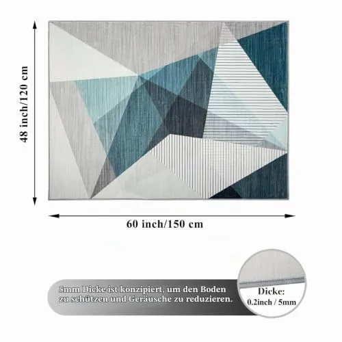 Bodenschutzmatte für Hartböden 120x150cm Stuhlunterlage Gaming Teppich Bodenschutzmatte Bürostuhl Matte Rechteckig Bodenmatte rutschfest Bürostuhlunterlage Stuhlmatten (Mehrfarbig-1)