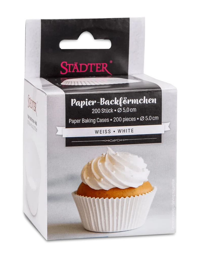 Städter, Papier-Backförmchen weiß, 200 Stück, weiß, D5/7cm / H3cm