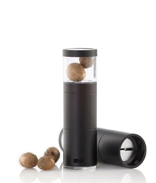 AdHoc, Geschenkset Muskatmühle Muskatino black mit 3 Stck. edle Muskatmühle