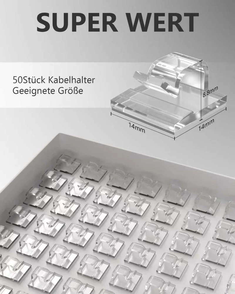 Kabelhalter Selbstklebende Stärkere Klebstärke 50 Stück,Transparent