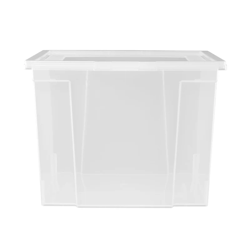 Iris Ohyama Vielseitige Aufbewahrungsbox mit Deckel, Stapelboxen, 30L, 6er-Set, Transparent, Stapelbar, Plastik, Für Schrank, Regale, Organisation, Kleidung, Bettlaken, Plastikbox mit Deckel, USB-M