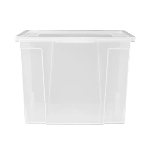 Iris Ohyama Vielseitige Aufbewahrungsbox mit Deckel, Stapelboxen, 30L, 6er-Set, Transparent, Stapelbar, Plastik, Für Schrank, Regale, Organisation, Kleidung, Bettlaken, Plastikbox mit Deckel, USB-M