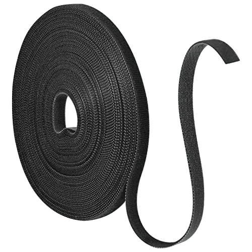 15m Klett Kabelbinder, 10 mm, Zuschneidbar, Klettband Schwarz