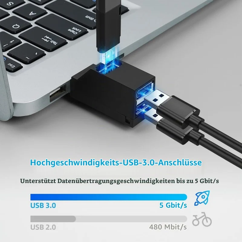 AXFEE 3 Port USB 3.0 Hub, Mini USB-Hub mit 1 USB 3.0+2 USB 2.0 (Schwarz)