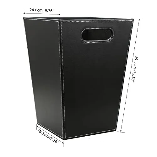 KINGFOM™ Klassisch Leder Papierkorb für Büro/Badezimmer/küche/Schlafzimmer (Platz-Schwarz)