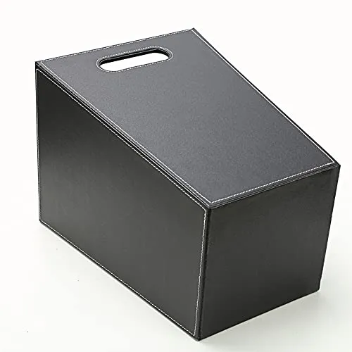KINGFOM™ Klassisch Leder Papierkorb für Büro/Badezimmer/küche/Schlafzimmer (Platz-Schwarz)