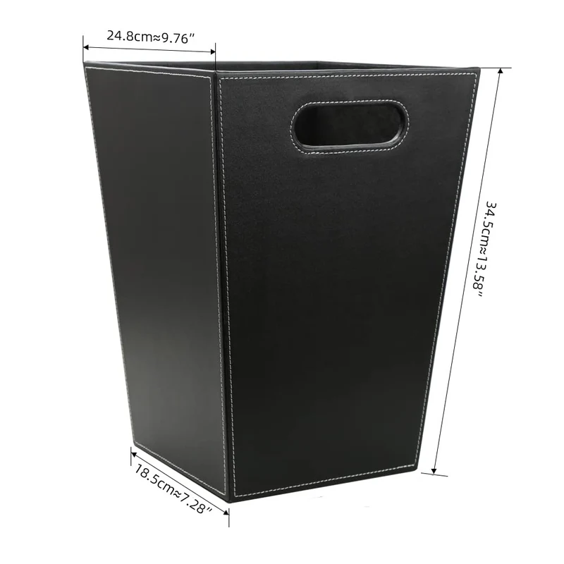 KINGFOM™ Klassisch Leder Papierkorb für Büro/Badezimmer/küche/Schlafzimmer (Platz-Schwarz)