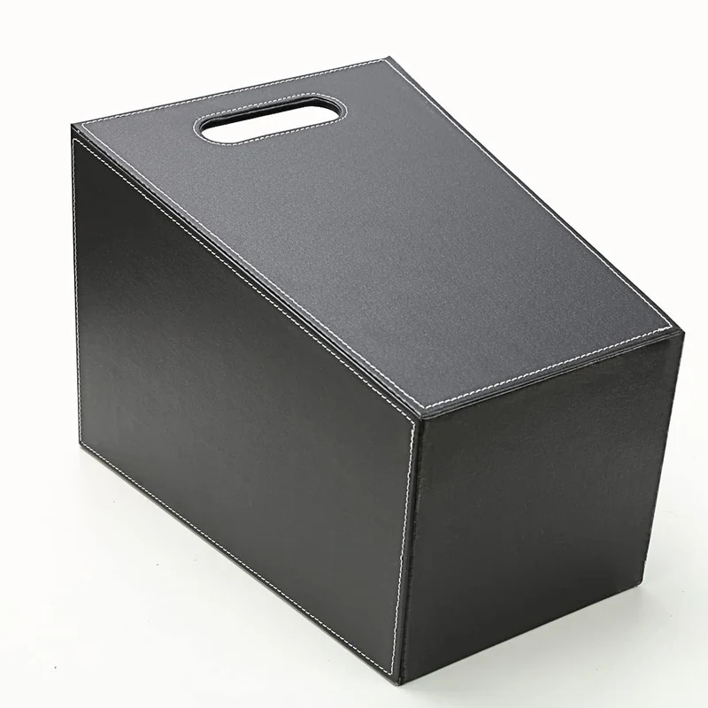 KINGFOM™ Klassisch Leder Papierkorb für Büro/Badezimmer/küche/Schlafzimmer (Platz-Schwarz)