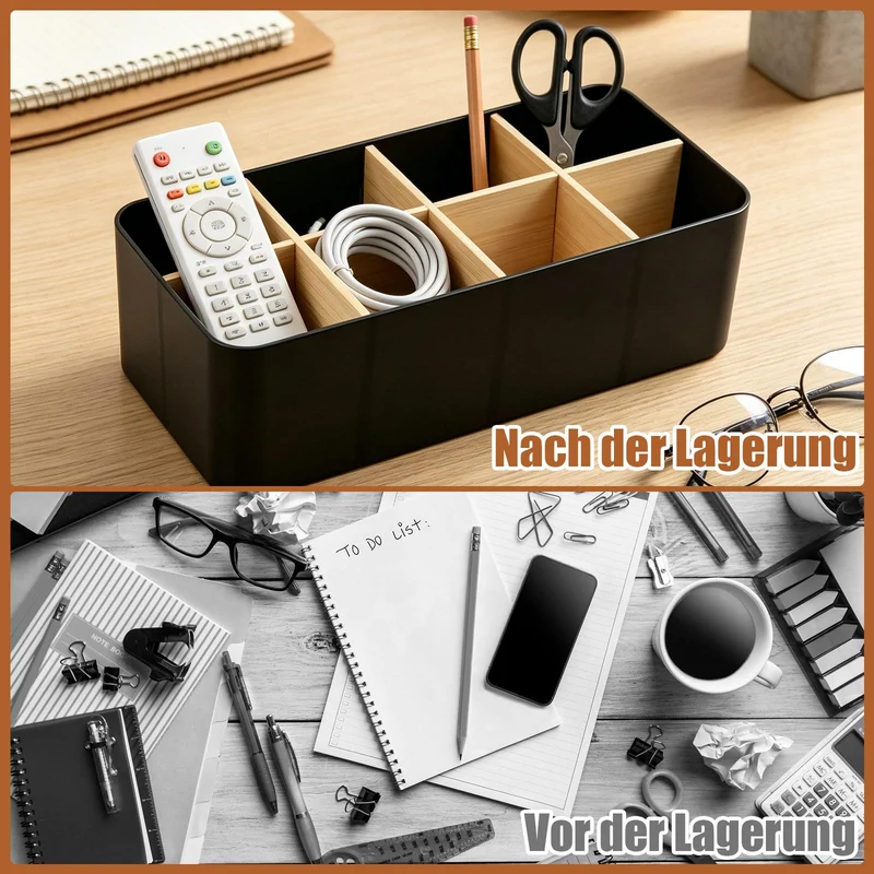 Schreibtisch Organizer mit 8 Fächern, Schwarz