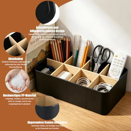 Schreibtisch Organizer mit 8 Fächern, Schwarz