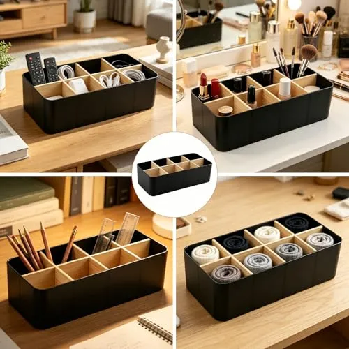 Schreibtisch Organizer mit 8 Fächern, Schwarz