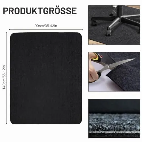 Bürostuhl Unterlage Schreibtischstuhl, 140X90cm Bodenschutzmatte Bürostuhl Teppich Unterlage, Kratzfest Bodenmatte Stuhlunterlage, Schreibtischstuhl Unterlage für Parkett und Hartböden