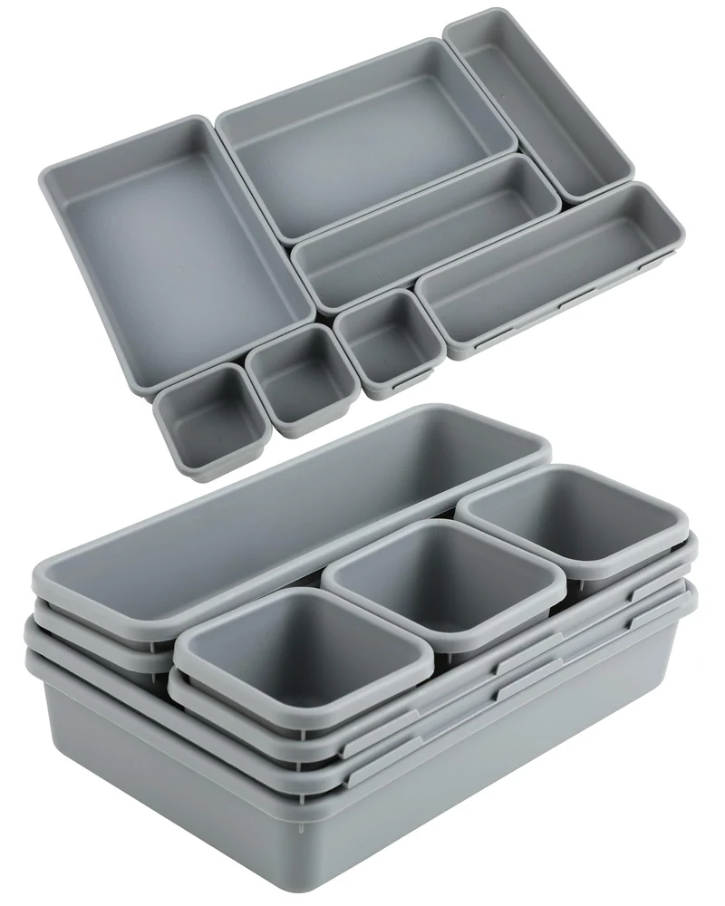Schubladen Organizer Küche 8 Stück – Organizer Schublade aus Kunststoff, Schreibtisch Organizer & Badezimmer Organizer für Bad, Küche, Büro, praktisches Trenn-System für verschiedene Utensilien