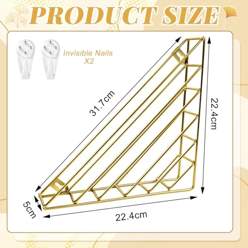 Zeitungshalter Wand,Metall Dreieckiger Zeitschriftenhalter Wand,Prospekthalter mit Schrauben,Platzsparender Magazinhalter für Wohnzimmer,Büro,Schulen Und Bibliotheken,(Gold)