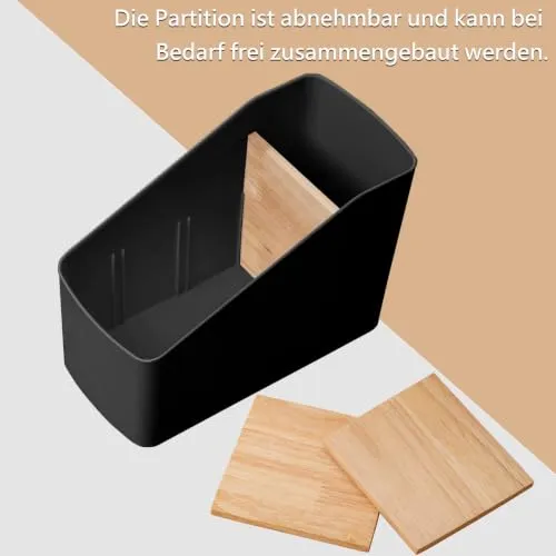 Schreibtisch Organizer 4 Fächer Kunststoff Bambus Schwarz