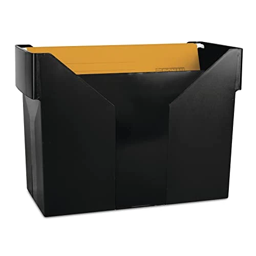 DONAU 7422001PL-01 Hängemappenbox mit 5 Hängemappen Free/ Hängeregister aus Bruchsicherem Kunststoff/ Praktische File Box für Ordner Mappen A4/ Farbe: Schwarz