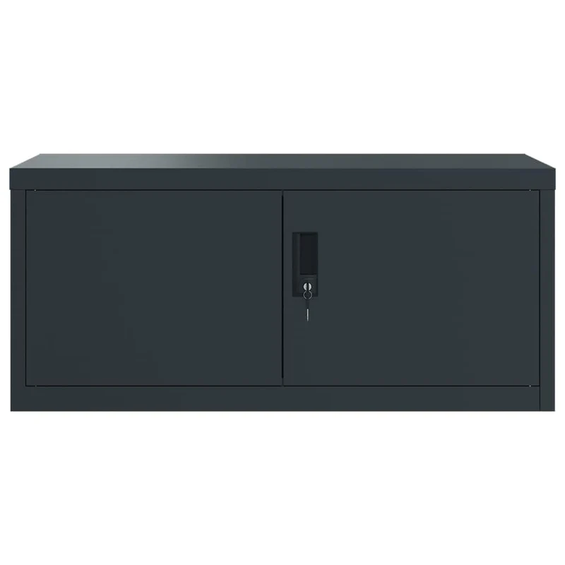 Aktenschrank Anthrazit aus pulverbeschichtetem Stahl 90x40x40 cm abschließbar mit 2 Schlüsseln Büroschrank für Dokumente Ordner und Hängeregister im Arbeitszimmer oder Homeoffice