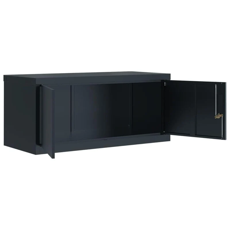 Aktenschrank Anthrazit aus pulverbeschichtetem Stahl 90x40x40 cm abschließbar mit 2 Schlüsseln Büroschrank für Dokumente Ordner und Hängeregister im Arbeitszimmer oder Homeoffice