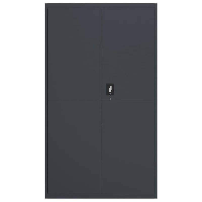 Aktenschrank Anthrazit aus pulverbeschichtetem Stahl 105x40x180 cm mit 4 Fachböden abschließbar Stauraum für Büro und Homeoffice sichere Aufbewahrung von Dokumenten und Ordnern