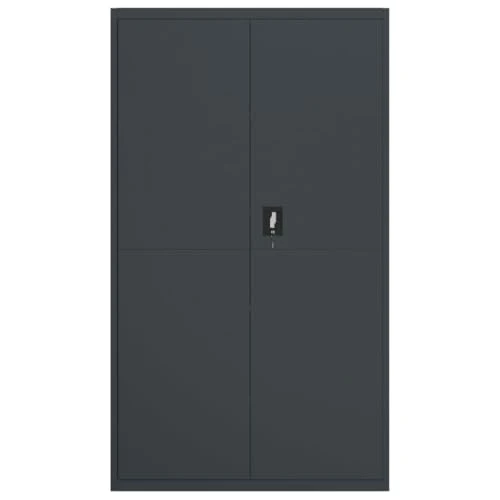 Aktenschrank Anthrazit aus pulverbeschichtetem Stahl 105x40x180 cm mit 4 Fachböden abschließbar Stauraum für Büro und Homeoffice sichere Aufbewahrung von Dokumenten und Ordnern
