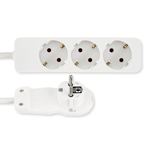 REV Steckdosenleiste - 3-Fach, mit Flachstecker, 2m Kabel, weiß