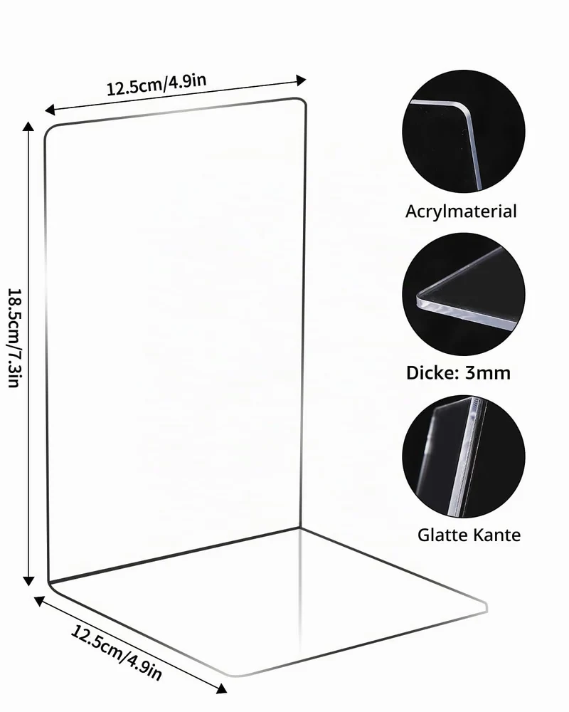 Buchstütze,8 Stück Klarer Acryl-Buchständer,Transparente Buchstützen-Set