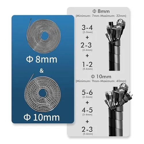 shinfly 2×6 m Kabelschlauch, Kabelschutzschlauch 8-32mm (6m), 10-40mm (6m)