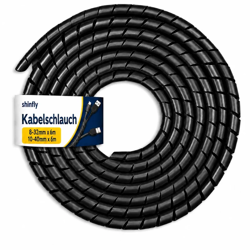 shinfly 2×6 m Kabelschlauch, Kabelschutzschlauch 8-32mm (6m), 10-40mm (6m)