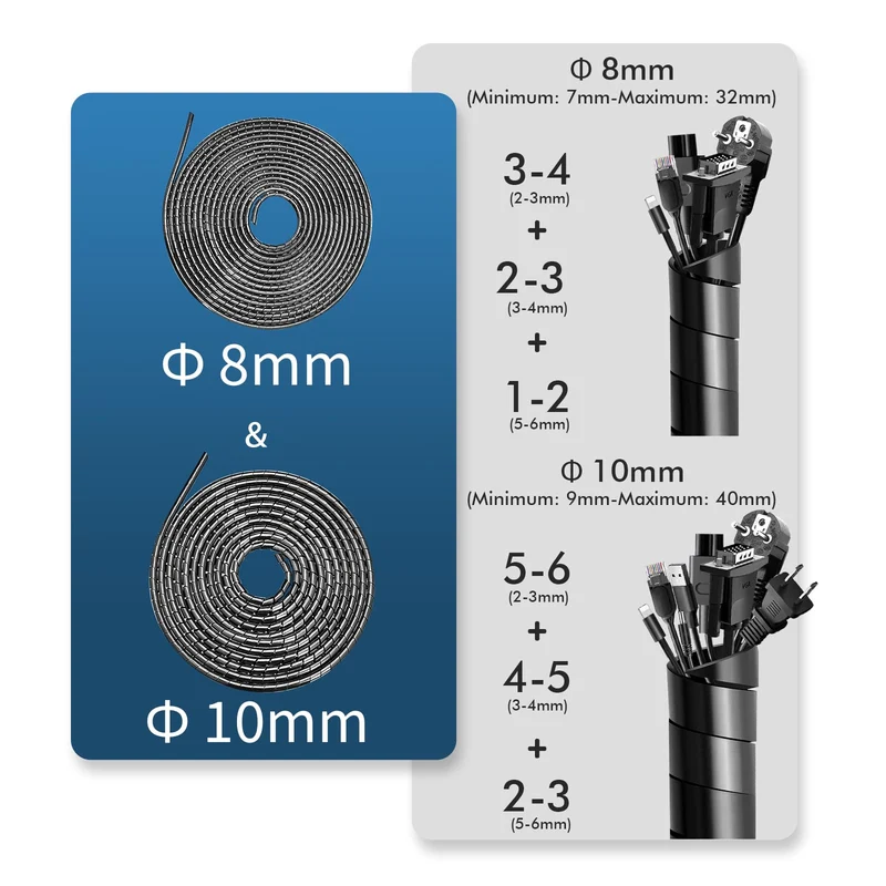 shinfly 2×6 m Kabelschlauch, Kabelschutzschlauch 8-32mm (6m), 10-40mm (6m)