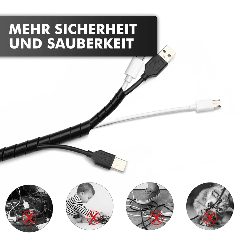 shinfly 2×6 m Kabelschlauch, Kabelschutzschlauch 8-32mm (6m), 10-40mm (6m)