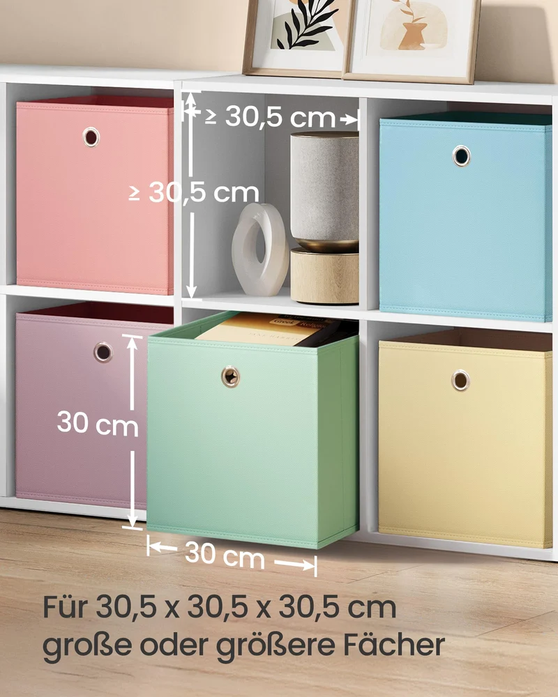 SONGMICS Aufbewahrungsbox, 6er Set, Stoffbox, 30 x 30 x 30 cm