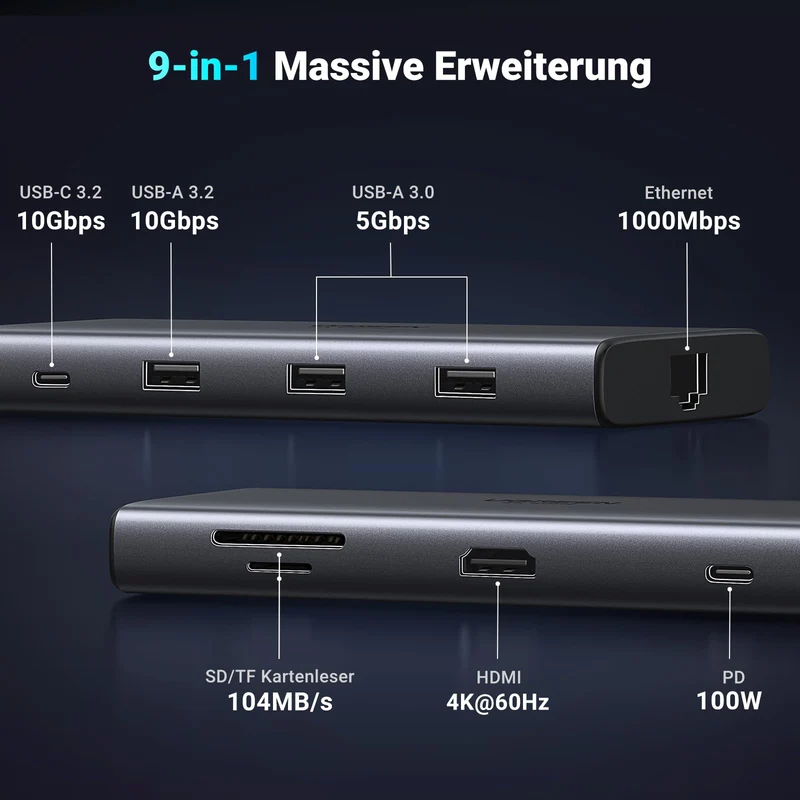 UGREEN Revodok Pro 109 USB C Hub 10Gbps Docking Station HDMI 4K@60Hz