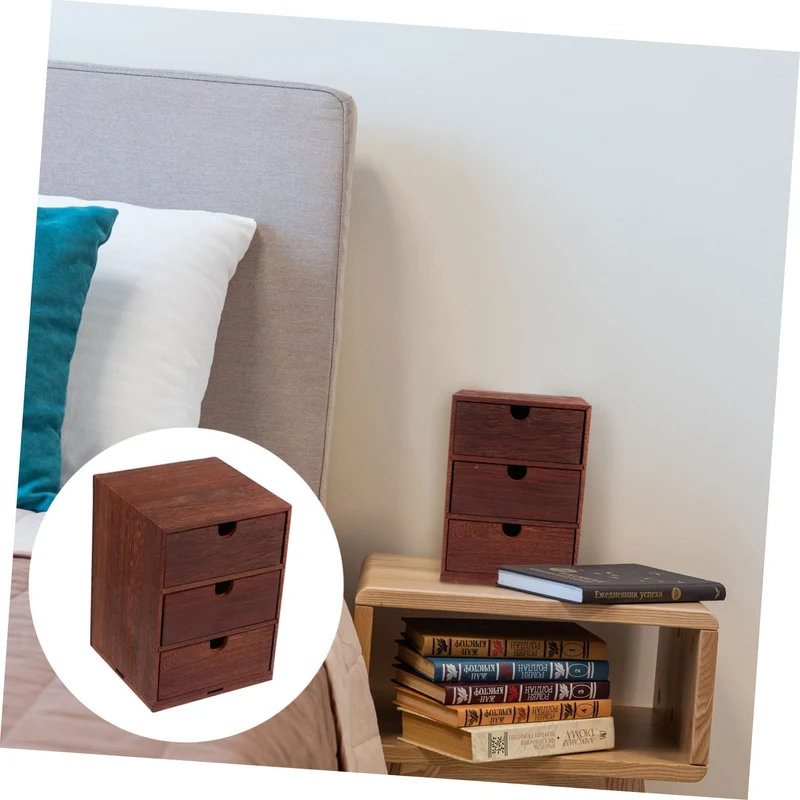 DOITOOL Vintage Schreibtischschubladen Vierlagige Organisationsbox mit Schubladen Verschleißfest zur Aufbewahrung von Kosmetik im Wohnzimmer