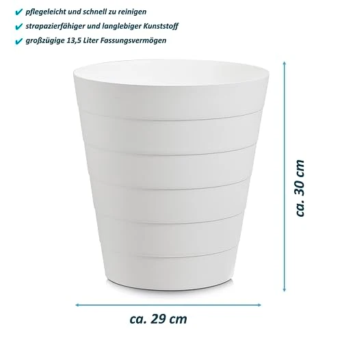 Papierkorb Mülleimer 13,5 Liter Fassungsvermögen (weiß)