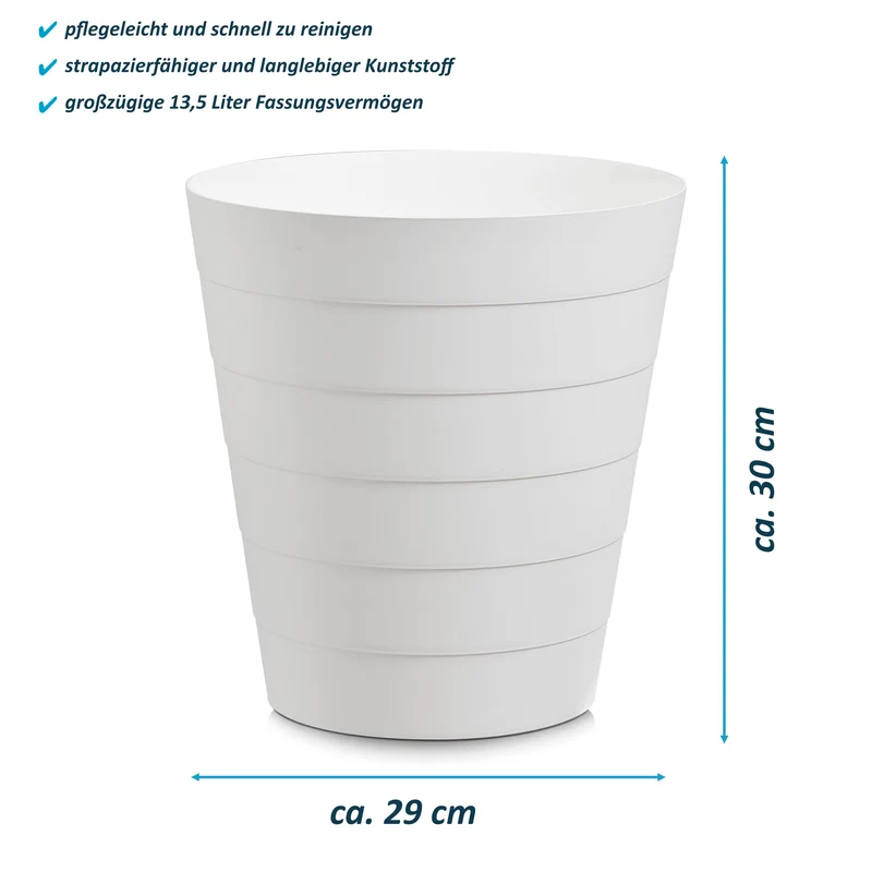Papierkorb Mülleimer 13,5 Liter Fassungsvermögen (weiß)