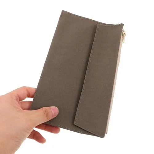 Notizbuchhülle, Notizbuch Organizer Etui mit Reißverschluss für Reisetagebücher, Canvas Aufbewahrungstasche mit Kartenhalter, organisierte Fächer für Reise und Büro, olivgrün
