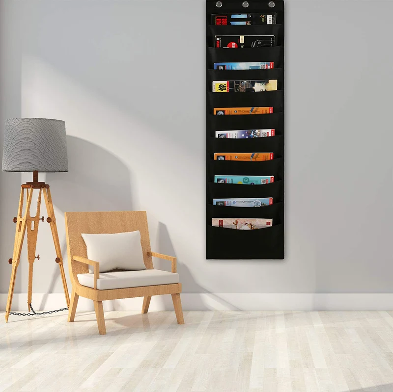 Taschenformat, Zeitschriftenhalter, Wandhalterung, Zeitschriftenaufbewahrung, Oxford-Stoff, Schreibtisch-Halterung für Büro, Schule oder Zuhause, 20 Taschen
