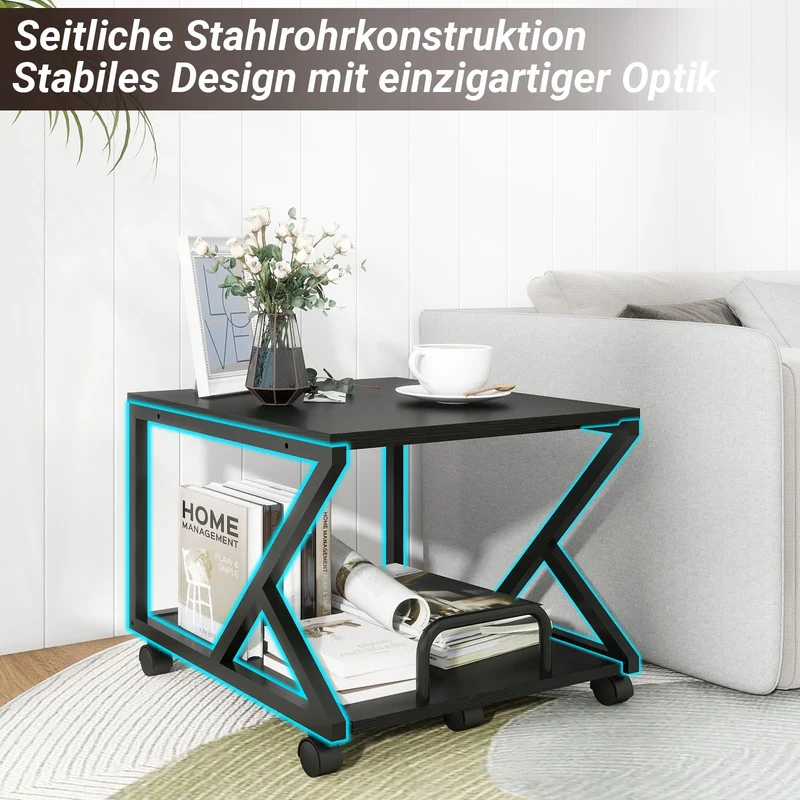 PUNCIA 2-Ebenen Druckerwagen 50 x 50 x 40 cm Druckertisch Druckerständer