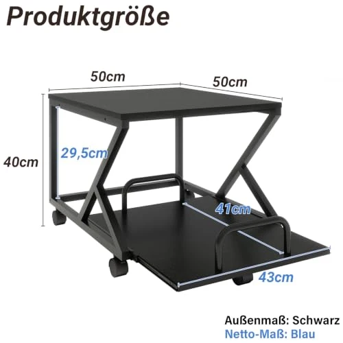 PUNCIA 2-Ebenen Druckerwagen 50 x 50 x 40 cm Druckertisch Druckerständer