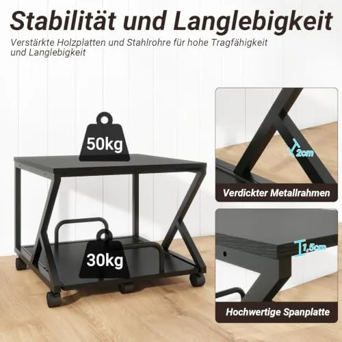 PUNCIA 2-Ebenen Druckerwagen 50 x 50 x 40 cm Druckertisch Druckerständer