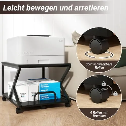 PUNCIA 2-Ebenen Druckerwagen 50 x 50 x 40 cm Druckertisch Druckerständer