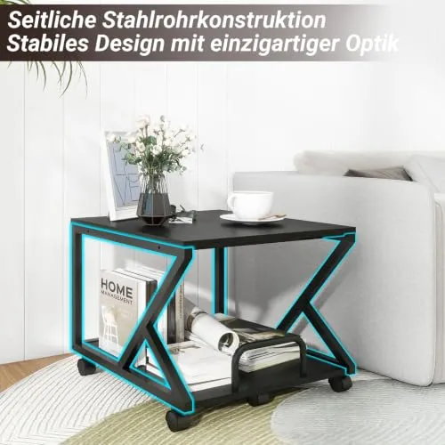 PUNCIA 2-Ebenen Druckerwagen 50 x 50 x 40 cm Druckertisch Druckerständer