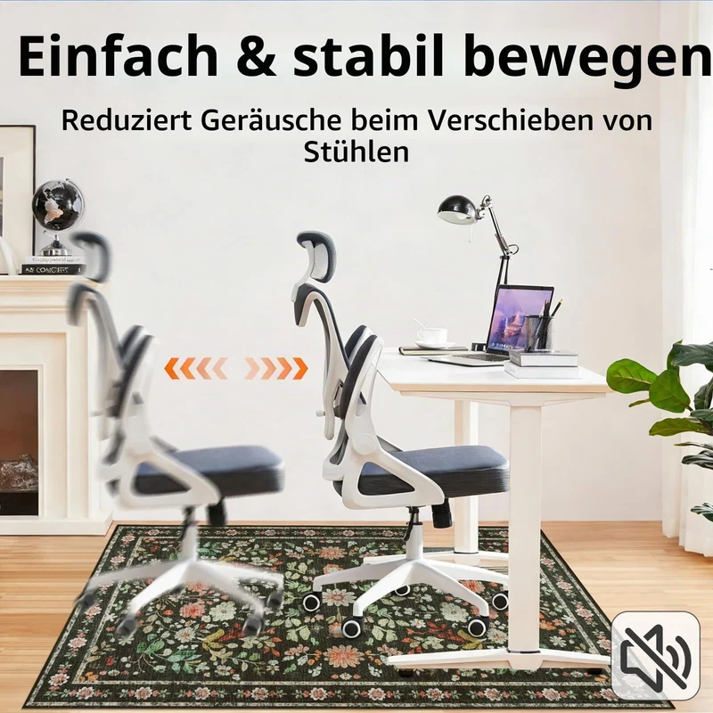Homcomodar Bodenschutzmatte Bürostuhl 120x150cm Bürostuhl Unterlage rutschfest Schreibtischstuhl Unterlag Bodenschutzmatte für Hartböden Teppich für Harten Boden, Laminat und Fliesen Schwarz