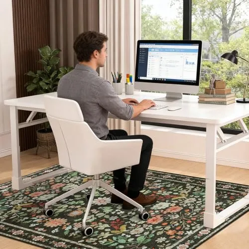 Homcomodar Bodenschutzmatte Bürostuhl 120x150cm Bürostuhl Unterlage rutschfest Schreibtischstuhl Unterlag Bodenschutzmatte für Hartböden Teppich für Harten Boden, Laminat und Fliesen Schwarz