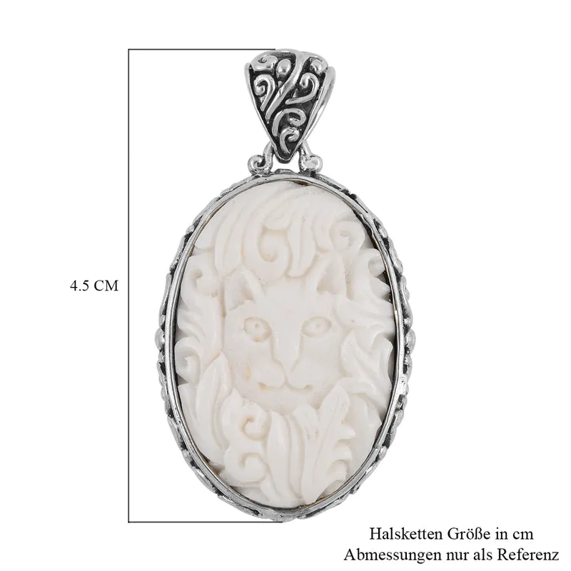 Royal Bali Kollektion - Oxbone Katze-Anhänger, reversibel, 925 Silber ca. 7,0g