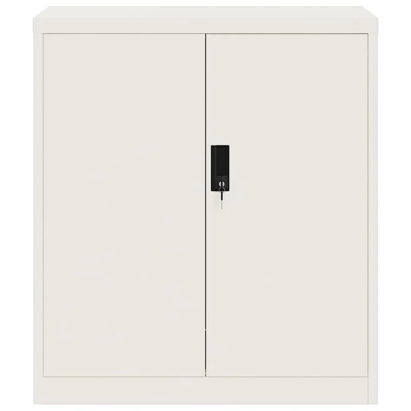 Aktenschrank Weiß aus pulverbeschichtetem Stahl 79x40x90 cm mit Regal und abschließbarer Tür für Büro, Arbeitszimmer, Homeoffice, Verwaltung, Buchhaltung