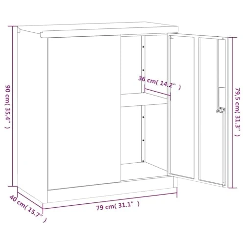 Aktenschrank Weiß aus pulverbeschichtetem Stahl 79x40x90 cm mit Regal und abschließbarer Tür für Büro, Arbeitszimmer, Homeoffice, Verwaltung, Buchhaltung