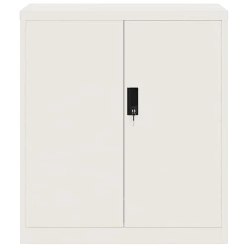 Aktenschrank Weiß aus pulverbeschichtetem Stahl 79x40x90 cm mit Regal und abschließbarer Tür für Büro, Arbeitszimmer, Homeoffice, Verwaltung, Buchhaltung