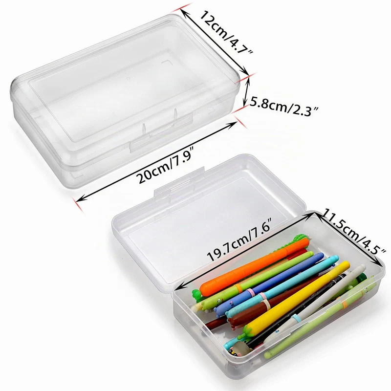 BSTKEY 5 Pack Plastik Bleistift Box Halter Bleistift Case, Home Office Utility Storage Box Cubby Bin Organizer Case für Schreibwaren, klar